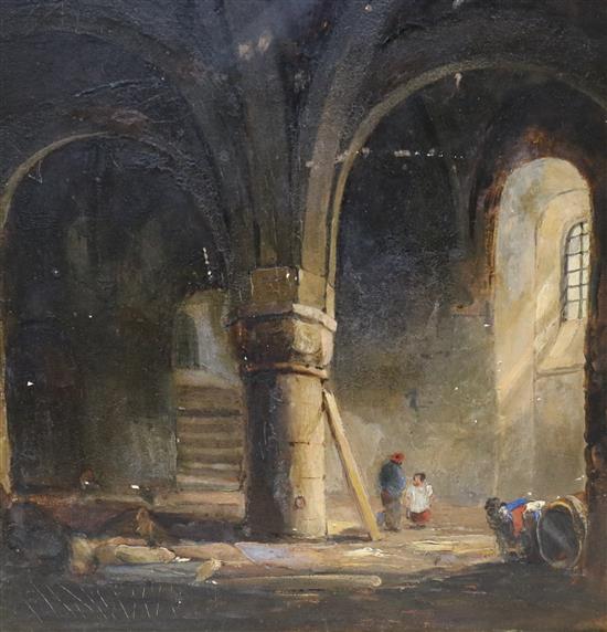 19th C. English School Winchester Crypt 33 x 27cm